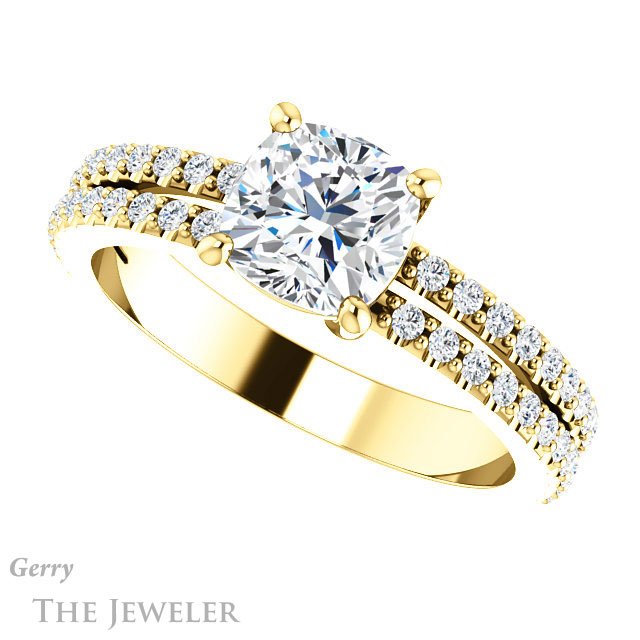 Cushion Cut Forever One Moissanite Engagement Ring #GTJ1173-cushion-fo-y 5 Cushion Cut Forever One Moissanite Engagement Ring #GTJ1173-cushion-fo-y