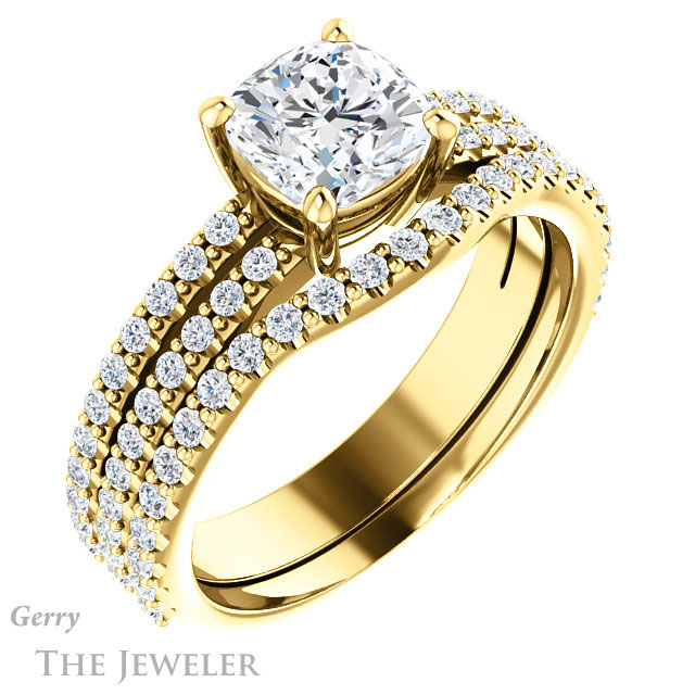 Cushion Cut Forever One Moissanite Engagement Ring #GTJ1173-cushion-fo-y 6 Cushion Cut Forever One Moissanite Engagement Ring #GTJ1173-cushion-fo-y