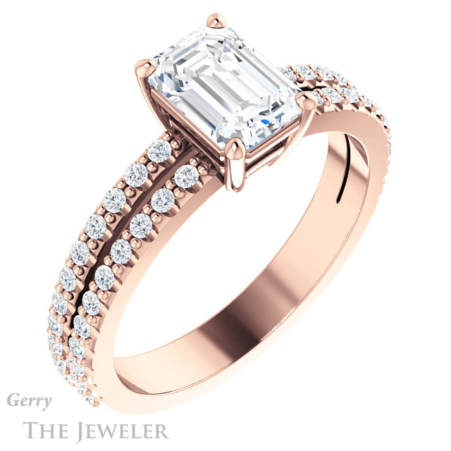 Emerald Cut Forever One Moissanite Engagement Ring #GTJ1173-emerald-fb-r 4 Emerald Cut Forever Brilliant Moissanite Engagement Ring #GTJ1173-emerald-fb-r