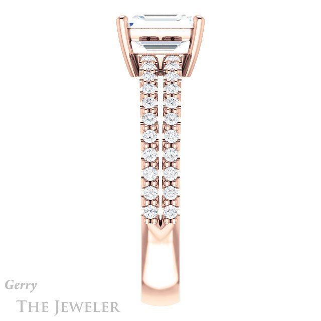 Emerald Cut Forever One Moissanite Engagement Ring #GTJ1173-emerald-fb-r 3 Emerald Cut Forever Brilliant Moissanite Engagement Ring #GTJ1173-emerald-fb-r