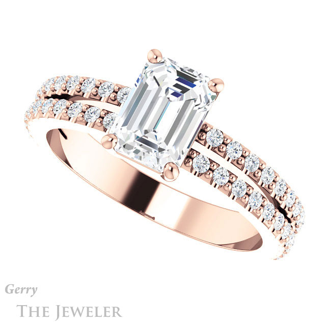 Emerald Cut Forever One Moissanite Engagement Ring #GTJ1173-emerald-fb-r 5 Emerald Cut Forever Brilliant Moissanite Engagement Ring #GTJ1173-emerald-fb-r