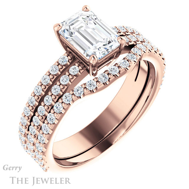Emerald Cut Forever One Moissanite Engagement Ring #GTJ1173-emerald-fb-r 6 Emerald Cut Forever Brilliant Moissanite Engagement Ring #GTJ1173-emerald-fb-r