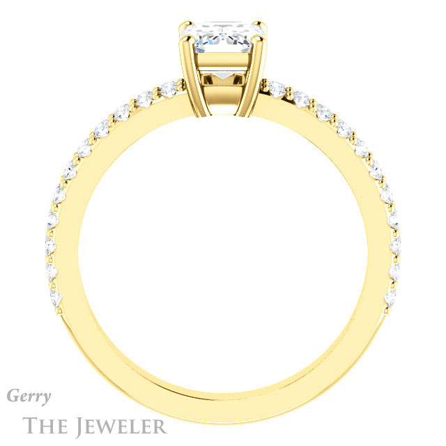 Emerald Cut Forever One Moissanite Engagement Ring #GTJ1173-emerald-fb-y 2 Emerald Cut Forever Brilliant Moissanite Engagement Ring #GTJ1173-emerald-fb-y