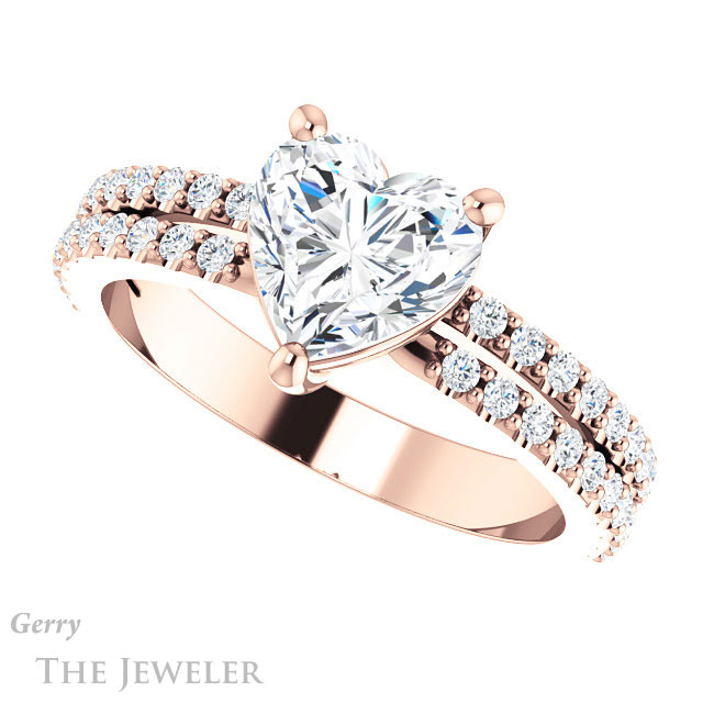 Heart Shaped Forever One Moissanite Engagement Ring #GTJ1173-heart-fb-r 5 Heart Shaped Forever Brilliant Moissanite Engagement Ring #GTJ1173-heart-fb-r