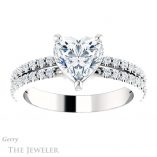Heart Shaped Forever One Moissanite Engagement Ring #GTJ1173-heart-fb-w 1 Heart Shaped Forever Brilliant Moissanite Engagement Ring #GTJ1173-heart-fb-w