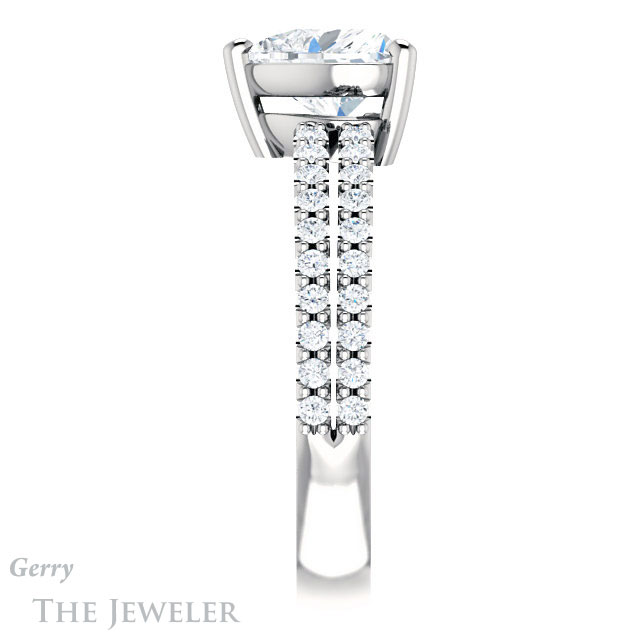 Heart Shaped Forever One Moissanite Engagement Ring #GTJ1173-heart-fb-w 3 Heart Shaped Forever Brilliant Moissanite Engagement Ring #GTJ1173-heart-fb-w