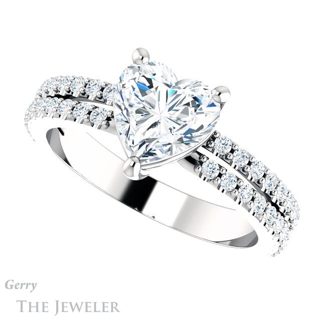 Heart Shaped Forever One Moissanite Engagement Ring #GTJ1173-heart-fb-w 5 Heart Shaped Forever Brilliant Moissanite Engagement Ring #GTJ1173-heart-fb-w