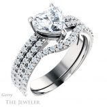 Heart Shaped Forever One Moissanite Engagement Ring #GTJ1173-heart-fb-w 6 Heart Shaped Forever Brilliant Moissanite Engagement Ring #GTJ1173-heart-fb-w
