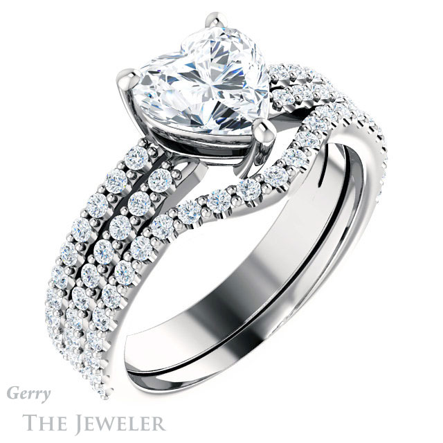 Heart Shaped Forever One Moissanite Engagement Ring #GTJ1173-heart-fb-w 6 Heart Shaped Forever Brilliant Moissanite Engagement Ring #GTJ1173-heart-fb-w