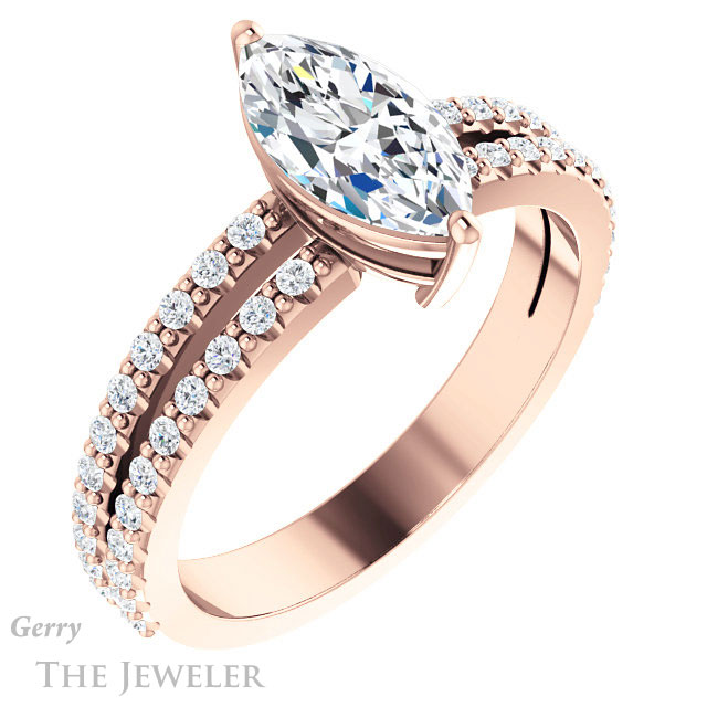 Marquise Cut Forever One Moissanite Engagement Ring #GTJ1173-marquise-fb-r 4 Marquise Cut Forever Brilliant Moissanite Engagement Ring #GTJ1173-marquise-fb-r