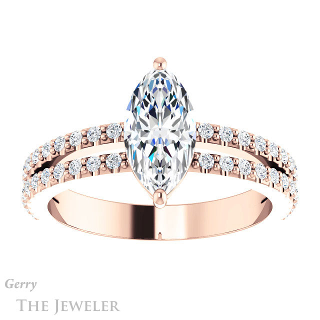 Marquise Cut Forever Brilliant Moissanite Engagement Ring #GTJ1173-marquise-fb-r