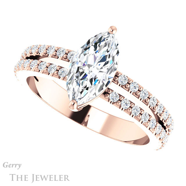 Marquise Cut Forever One Moissanite Engagement Ring #GTJ1173-marquise-fb-r 5 Marquise Cut Forever Brilliant Moissanite Engagement Ring #GTJ1173-marquise-fb-r