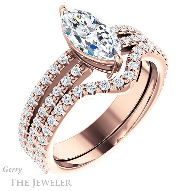 Marquise Cut Forever One Moissanite Engagement Ring #GTJ1173-marquise-fb-r 6 Marquise Cut Forever Brilliant Moissanite Engagement Ring #GTJ1173-marquise-fb-r