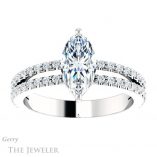 Marquise Cut Forever One Moissanite Engagement Ring #GTJ1173-marquise-fb-w 1 Marquise Cut Forever Brilliant Moissanite Engagement Ring #GTJ1173-marquise-fb-w