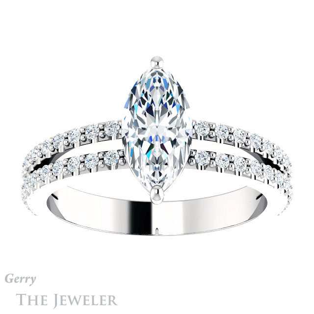Marquise Cut Forever Brilliant Moissanite Engagement Ring #GTJ1173-marquise-fb-w