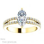 Marquise Cut Forever One Moissanite Engagement Ring #GTJ1173-marquise-fb-y 1 Marquise Cut Forever Brilliant Moissanite Engagement Ring #GTJ1173-marquise-fb-y