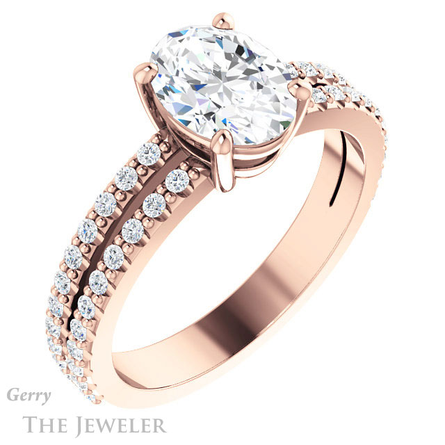 Oval Shaped Forever One Moissanite Engagement Ring #GTJ1173-oval-fo-r
