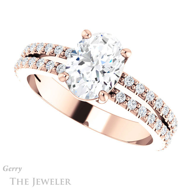 Oval Shaped Forever One Moissanite Engagement Ring #GTJ1173-oval-fo-r
