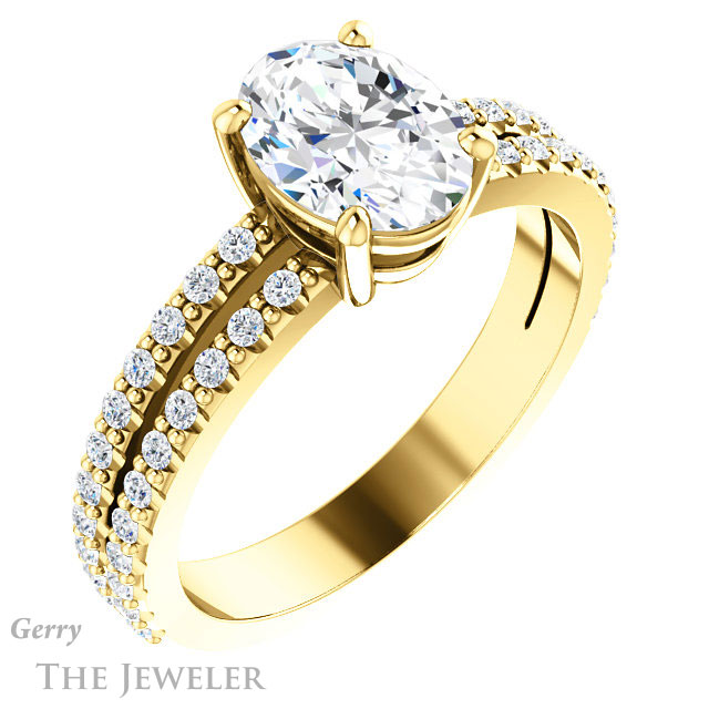 Oval Shaped Forever One Moissanite Engagement Ring #GTJ1173-oval-fo-y 4 Oval Shaped Forever One Moissanite Engagement Ring #GTJ1173-oval-fo-y
