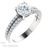 Round Cut Forever One Moissanite Engagement Ring #GTJ1173-round-fo-w