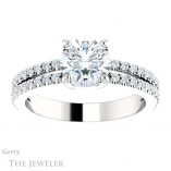 Round Cut Forever One Moissanite Engagement Ring #GTJ1173-round-fo-w