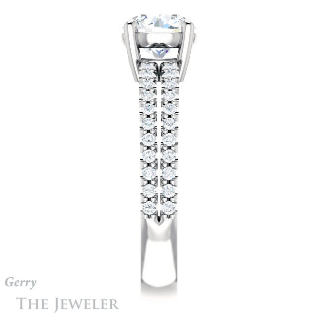 Round Cut Forever One Moissanite Engagement Ring #GTJ1173-round-fo-w