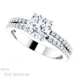Round Cut Forever One Moissanite Engagement Ring #GTJ1173-round-fo-w