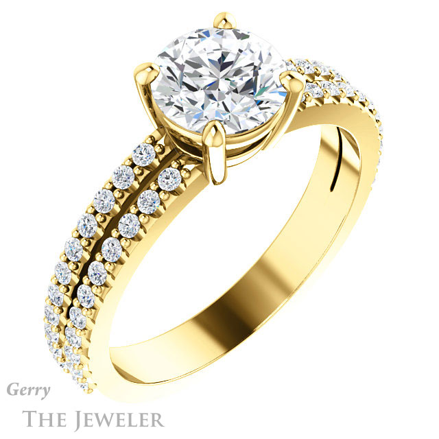 Round Cut Forever One Moissanite Engagement Ring #GTJ1173-round-fo-y