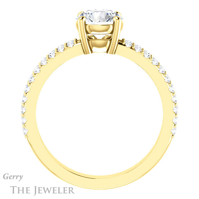 Round Cut Forever One Moissanite Engagement Ring #GTJ1173-round-fo-y