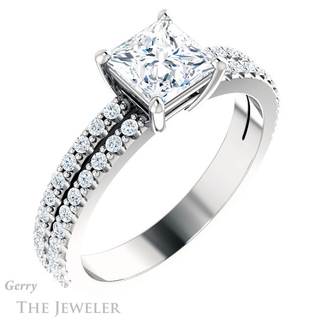 Princess Cut Forever One Moissanite Engagement Ring #GTJ1173-square-fo-w