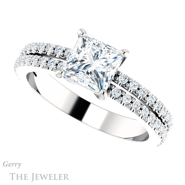 Princess Cut Forever One Moissanite Engagement Ring #GTJ1173-square-fo-w