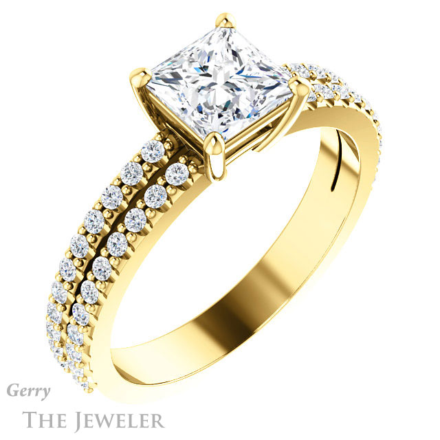 Princess Cut Forever One Moissanite Engagement Ring #GTJ1173-square-fo-y