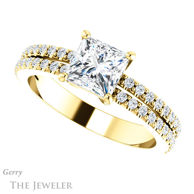 Princess Cut Forever One Moissanite Engagement Ring #GTJ1173-square-fo-y