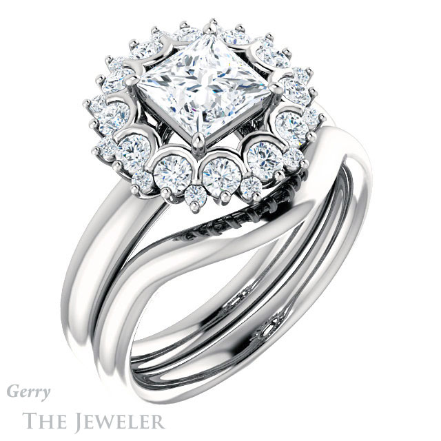 Princess Cut Forever One Moissanite Engagement Ring #GTJ1174-square-fo-w | Gerry The Jeweler Princess Cut Forever One Moissanite Engagement Ring #GTJ1174-square-fo-w