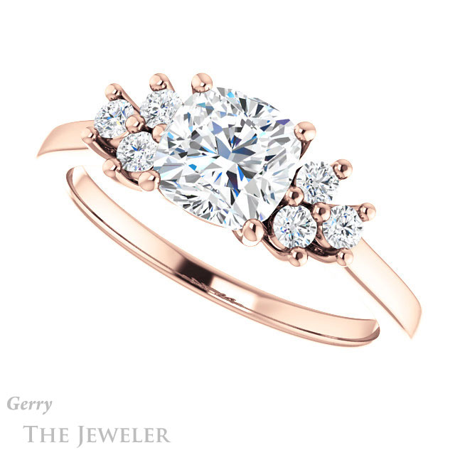 Cushion Cut Forever One Moissanite Engagement Ring #GTJ1176-cushion-fo-r