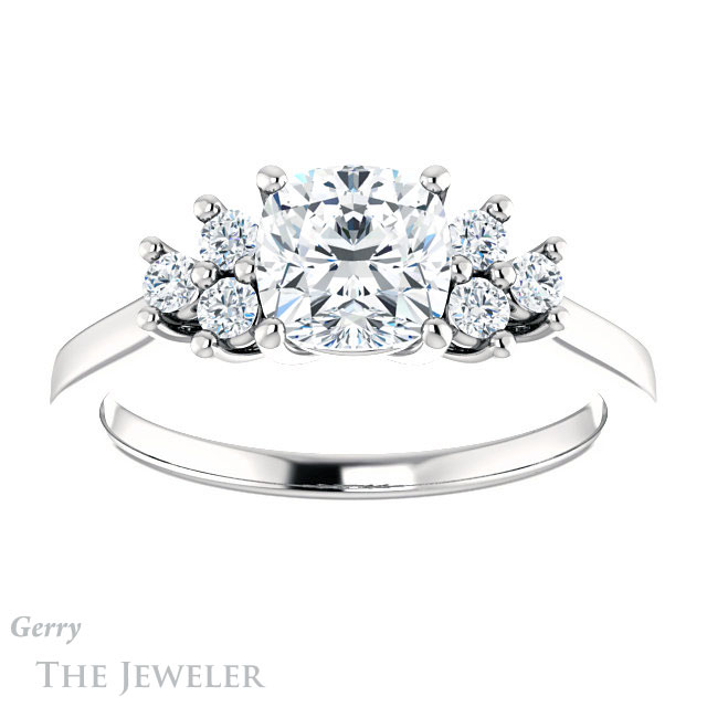 Cushion Cut Forever One Moissanite Engagement Ring #GTJ1176-cushion-fo-w
