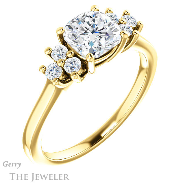Cushion Cut Forever One Moissanite Engagement Ring #GTJ1176-cushion-fo-y 4 Cushion Cut Forever One Moissanite Engagement Ring #GTJ1176-cushion-fo-y