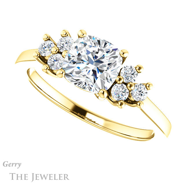 Cushion Cut Forever One Moissanite Engagement Ring #GTJ1176-cushion-fo-y 5 Cushion Cut Forever One Moissanite Engagement Ring #GTJ1176-cushion-fo-y