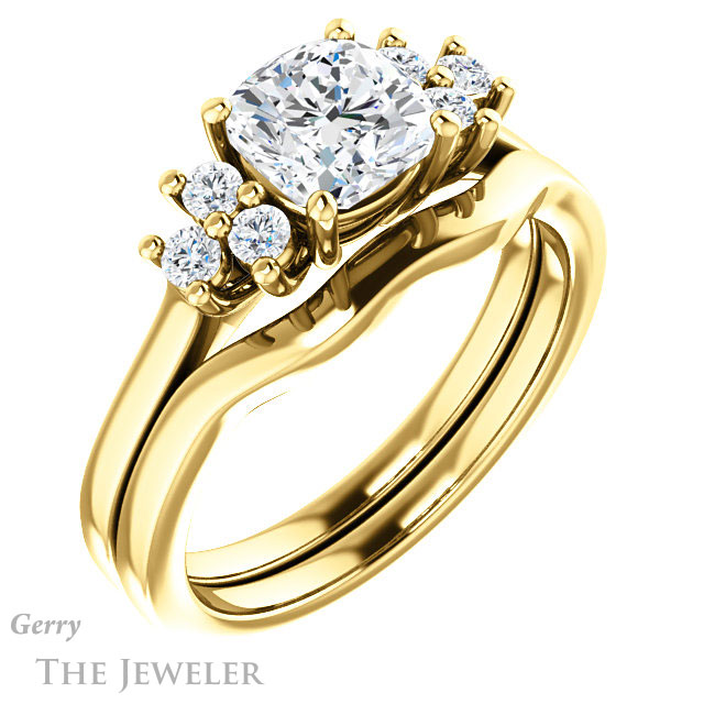 Cushion Cut Forever One Moissanite Engagement Ring #GTJ1176-cushion-fo-y 6 Cushion Cut Forever One Moissanite Engagement Ring #GTJ1176-cushion-fo-y