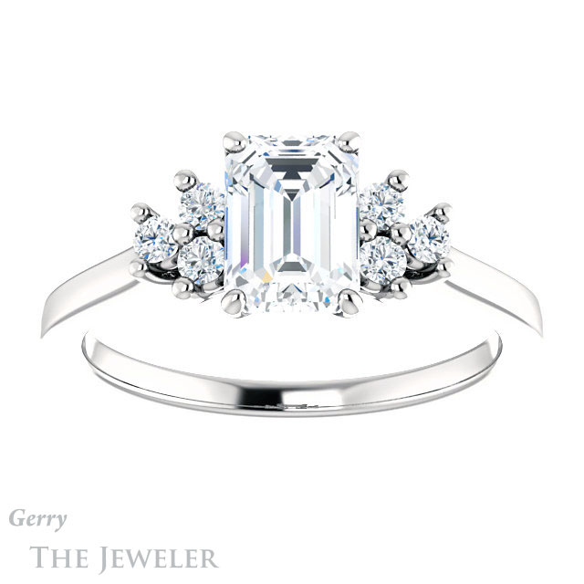 Emerald Cut Forever Brilliant Moissanite Engagement Ring #GTJ1176-emerald-fb-w