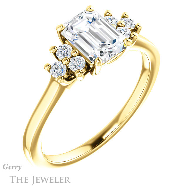 Emerald Cut Forever Brilliant Moissanite Engagement Ring #GTJ1176-emerald-fb-y