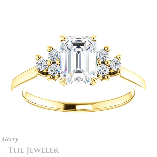 Emerald Cut Forever Brilliant Moissanite Engagement Ring #GTJ1176-emerald-fb-y
