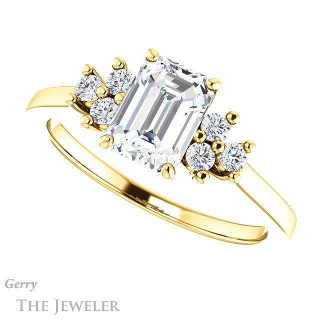 Emerald Cut Forever Brilliant Moissanite Engagement Ring #GTJ1176-emerald-fb-y