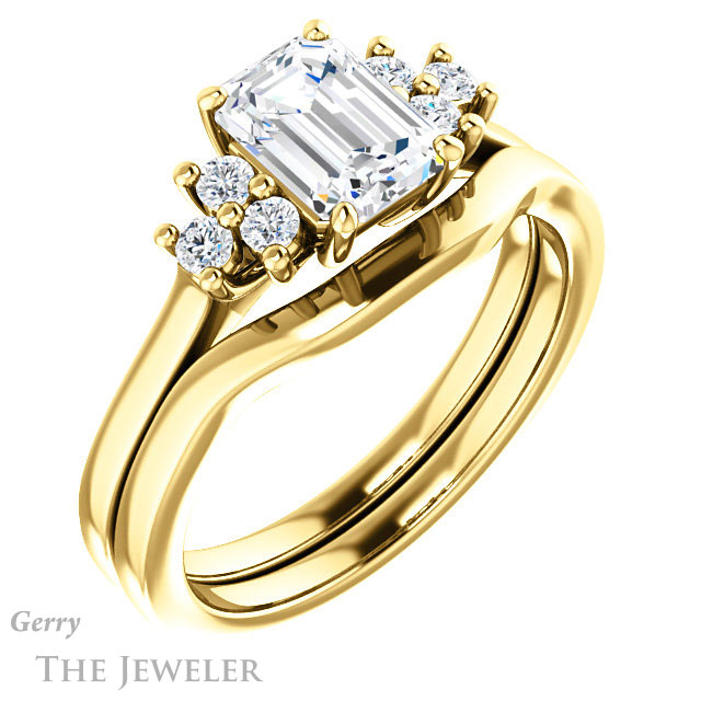 Emerald Cut Forever Brilliant Moissanite Engagement Ring #GTJ1176-emerald-fb-y
