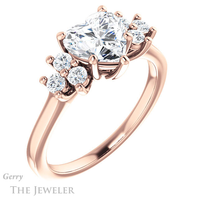 Heart Shaped Forever One Moissanite Engagement Ring #GTJ1176-heart-fb-r 4 Heart Shaped Forever Brilliant Moissanite Engagement Ring #GTJ1176-heart-fb-r