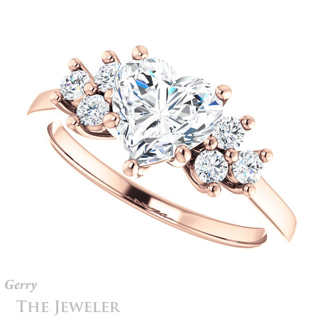 Heart Shaped Forever One Moissanite Engagement Ring #GTJ1176-heart-fb-r 5 Heart Shaped Forever Brilliant Moissanite Engagement Ring #GTJ1176-heart-fb-r