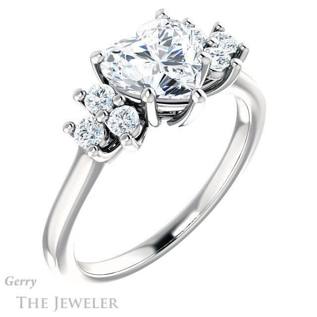 Heart Shaped Forever One Moissanite Engagement Ring #GTJ1176-heart-fb-w 4 Heart Shaped Forever Brilliant Moissanite Engagement Ring #GTJ1176-heart-fb-w