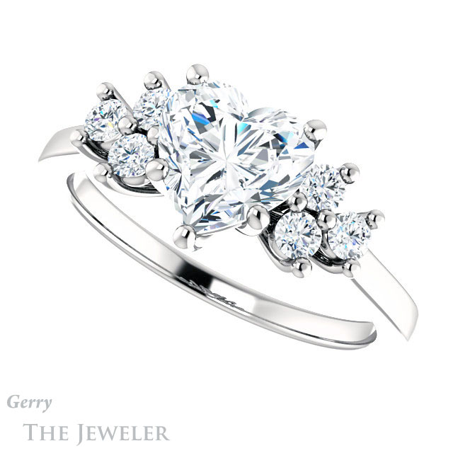 Heart Shaped Forever One Moissanite Engagement Ring #GTJ1176-heart-fb-w 5 Heart Shaped Forever Brilliant Moissanite Engagement Ring #GTJ1176-heart-fb-w