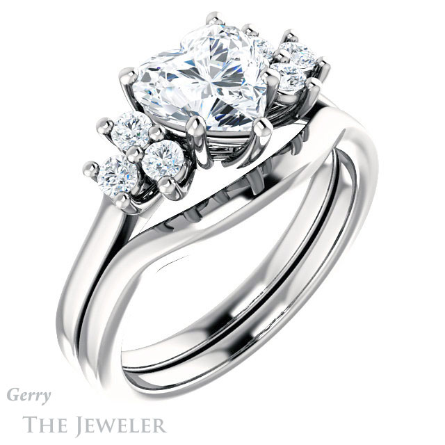 Heart Shaped Forever One Moissanite Engagement Ring #GTJ1176-heart-fb-w 6 Heart Shaped Forever Brilliant Moissanite Engagement Ring #GTJ1176-heart-fb-w