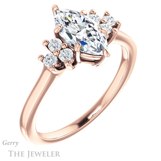 Marquise Cut Forever One Moissanite Engagement Ring #GTJ1176-marquise-fb-r 4 Marquise Cut Forever Brilliant Moissanite Engagement Ring #GTJ1176-marquise-fb-r